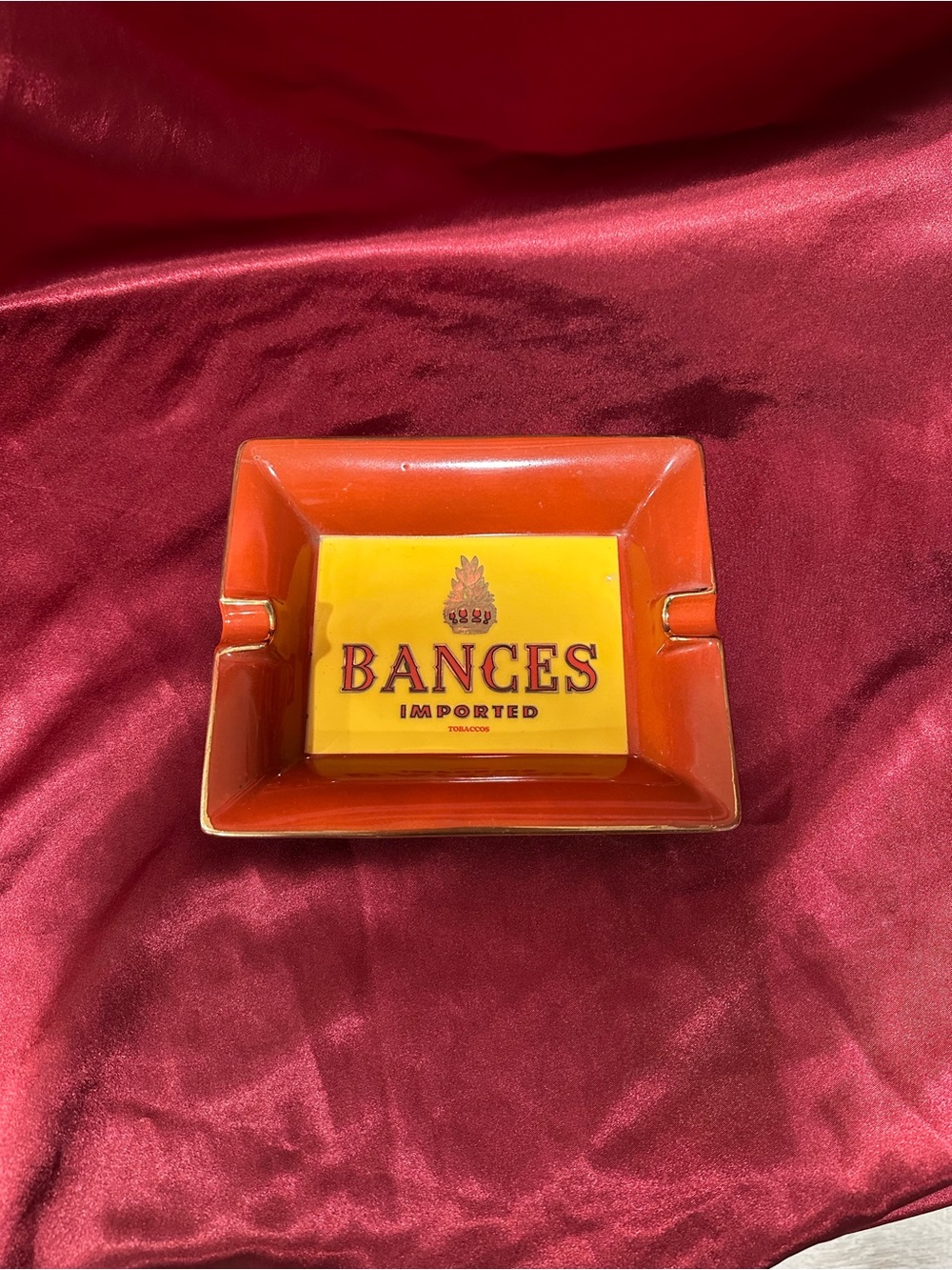 Vintage BANCES Advertising Tray Ceramic Dish White Ash 7.5" Collectible